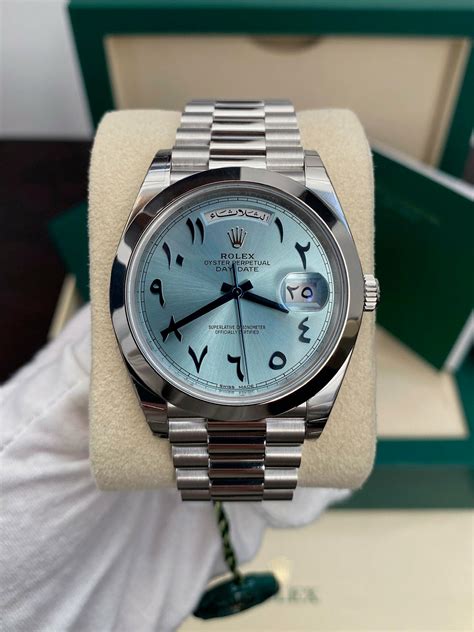 rolex day date platin arabic|rolex watch with arabic numbers.